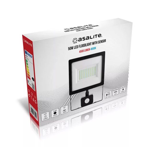 ASALITE LED REFLEKTOR 50W 4500K, 4000LM + SENZOR