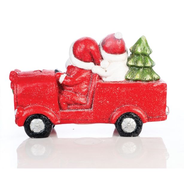 RDEČ AVTO Z BOŽIČKOM IN SNEŽAKOM Z LED LUČKO