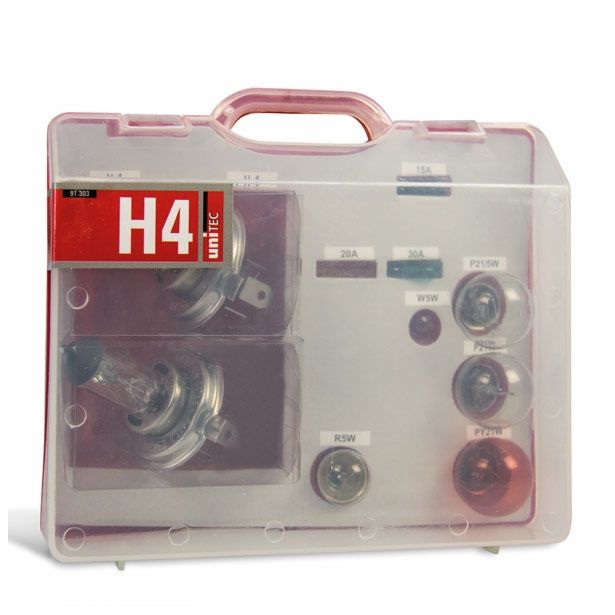 AVTOMOBILSKA ŽARNICA UNITEC KOVČEK Z REZERVNIMI ŽARNICAMI H4