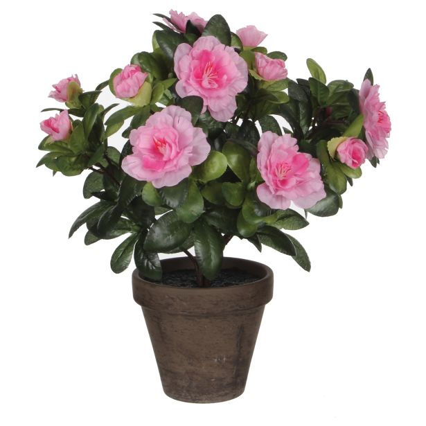 UMETNA LONČNICA MICA AZALEA ROZA SIV LONČEK H27XD11.5 CM