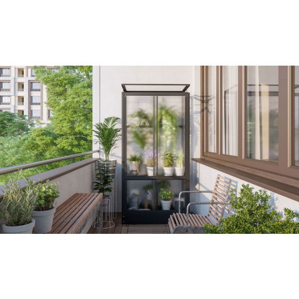 BALKONSKI RASTLINJAK VITAVIA POLIS HKP4MM STEEL FOUNDATION, BLACK