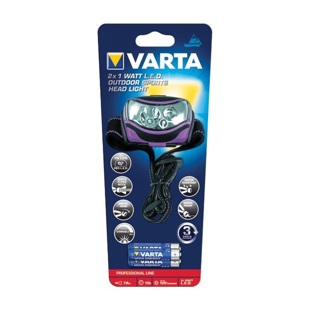 BATERIJSKA SVETILKA VARTA 2X1W LED OUTDOOR SPORTS +3XAAA BL