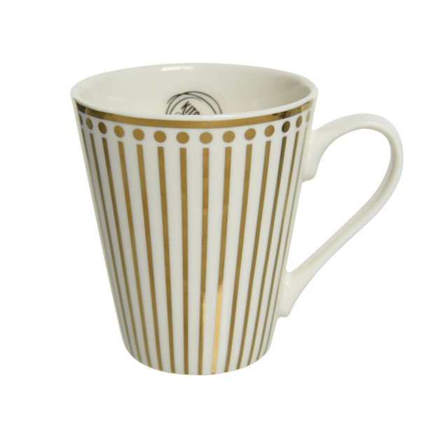 SKODELICA DECORIS BELA Z ZLATIM DEKORJEM, PORCELAN