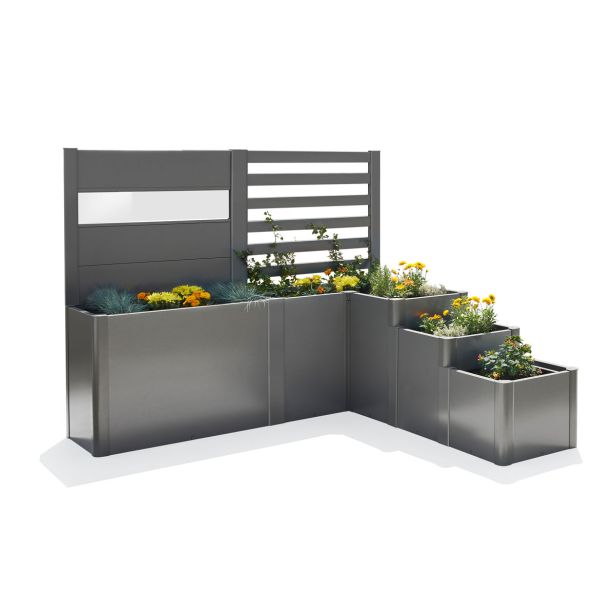 BIOHORT KOVINSKA VRTNA GREDA TEMNO SIVA