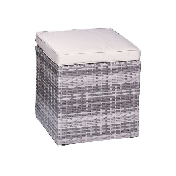 GARNITURA UMETNI RATAN BIVA BOLZANO I 4-DELNA, SIVA MIZA+KLOP+2 STOLA