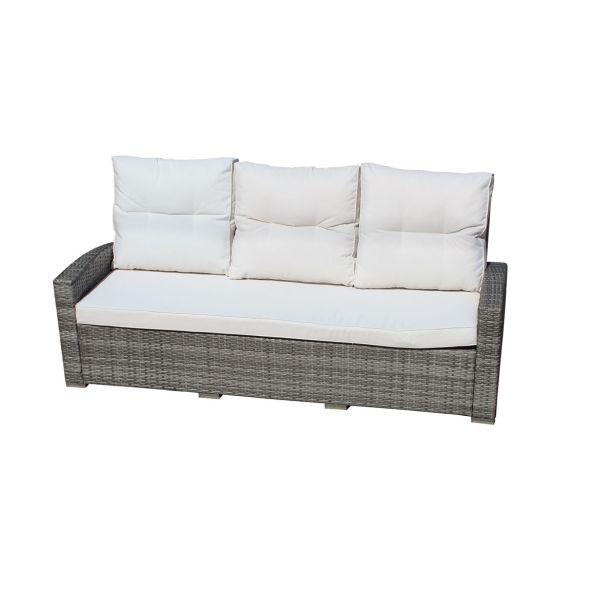 GARNITURA UMETNI RATAN BIVA BOLZANO I 4-DELNA, SIVA MIZA+KLOP+2 STOLA