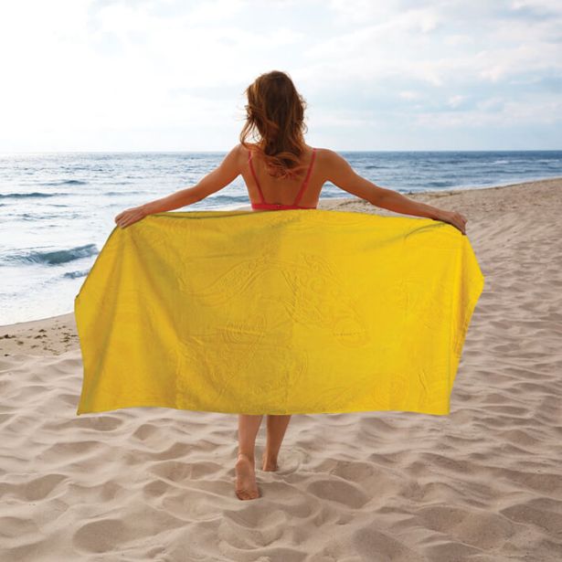 BRISAČA SVILANIT PLAŽNA FISH 80X160 CM, RUMENA