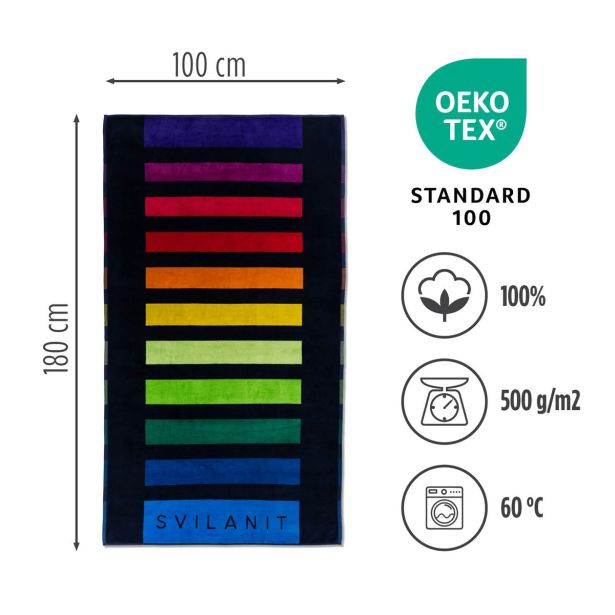 BRISAČA ZA PLAŽO SVILANIT RAINBOW 100X180 CM