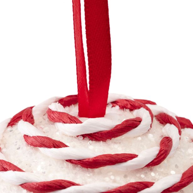 BUNKA IZ UMETNE MASE DECORIS BELE/RDEČE BARVE FI 8 CM SORT