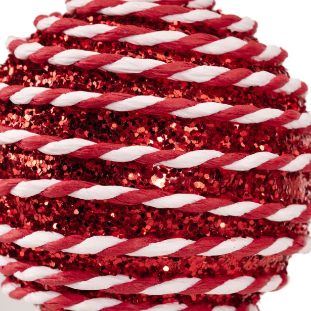 BUNKA IZ UMETNE MASE DECORIS BELE/RDEČE BARVE FI 8 CM SORT