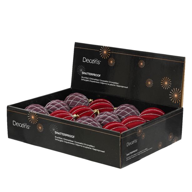 BUNKA IZ UMETNE MASE DECORIS FI 8 CM, LILA, RDEČA VZOREC, ŽAMETNA, SORTIRAN