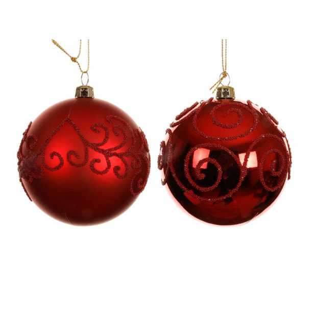 BUNKA IZ UMETNE MASE DECORIS FI 8 CM, RDEČA VZOREC SORTIRANO