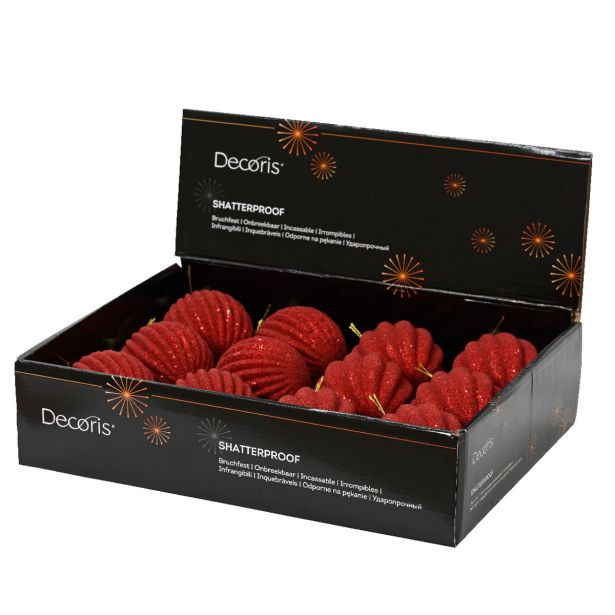 BUNKA IZ UMETNE MASE DECORIS FI 8 CM, RDEČA Z BLEŠČIC. VZOREC, SORTIRANO