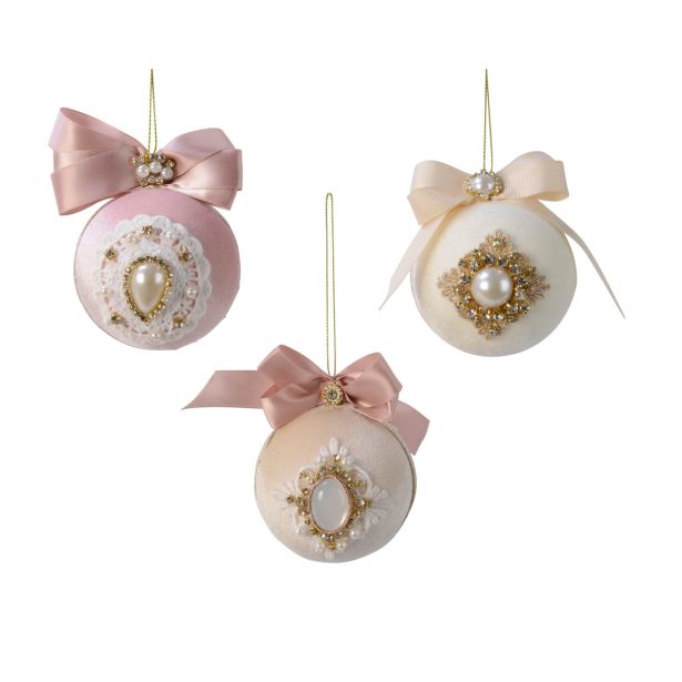 BUNKA IZ UMETNE MASE DECORIS ROZA S PENTLJO IN ČIPKO FI 8 CM SORT