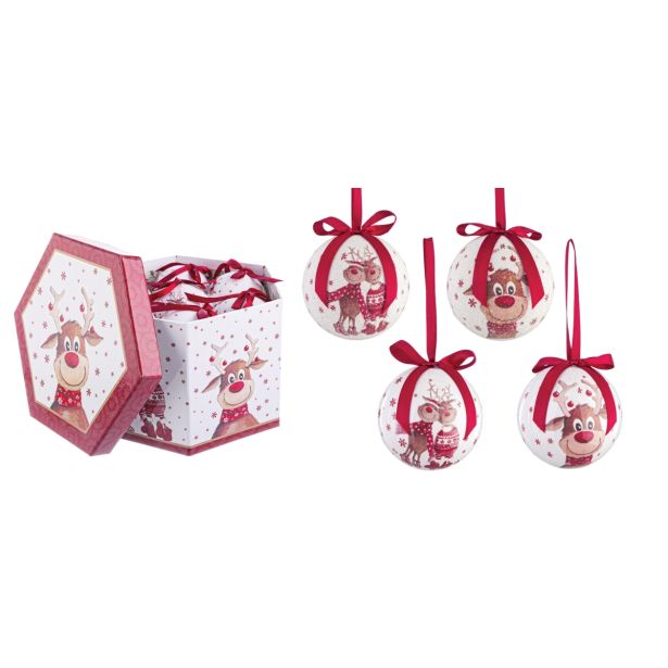 BELE BUNKE IZ UMETNE MASE Z JELENČKI, 14 KOSOV, PREMER 75 MM