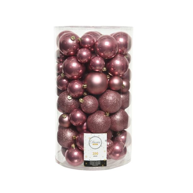 BUNKE ZA NOVOLETNO JELKO ROZA BARVE, 100/1, FI 80 MM