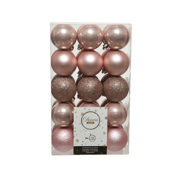 BUNKE ZA NOVOLETNO JELKO ROZA BARVE, 30/1, FI 60 MM