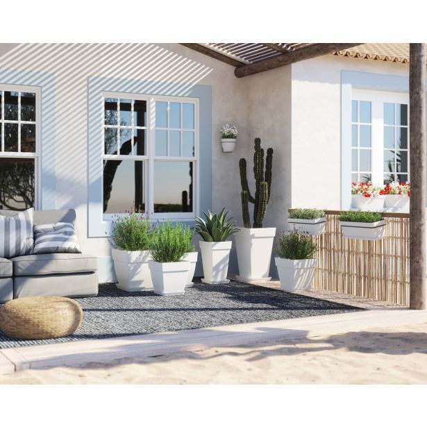 PE ZUNANJI LONEC CAPRI KVADRATEN BEL 40 CM