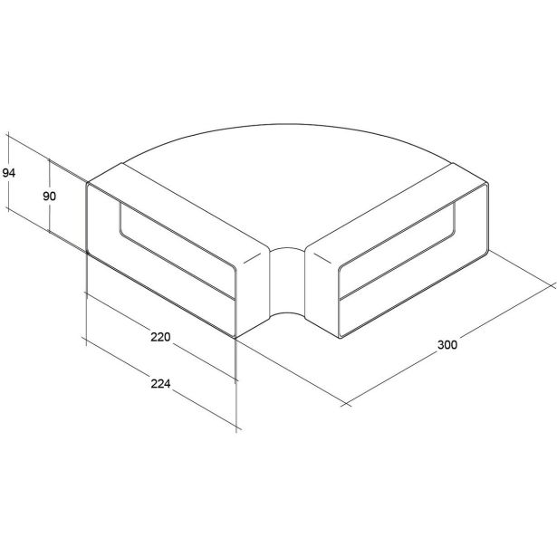 CEV ZA NAPO SICCABO KOLENO 90° VODORAVNO PLOŠČATO 220X90