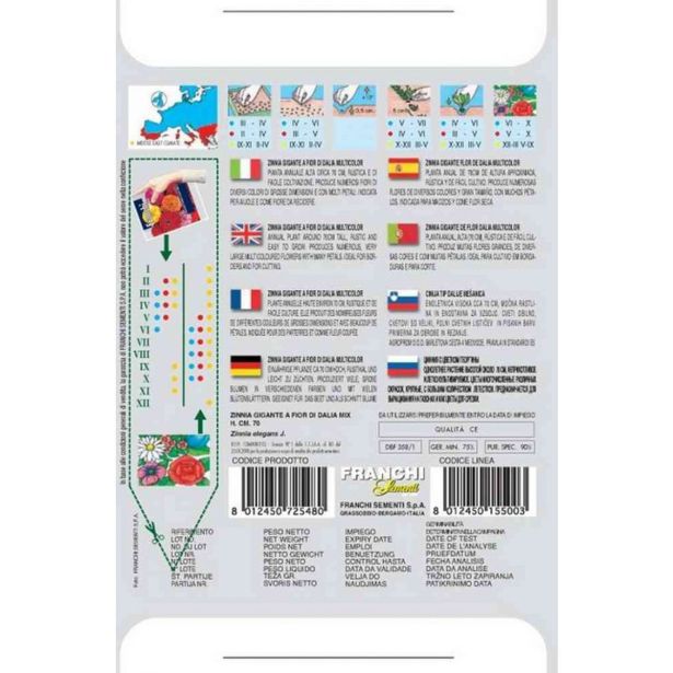 CINIJA FRANCHI SEMENTI ZINNIA A FIORI DI DALIA MULTICOLOR