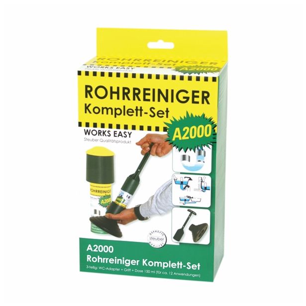 ČISTILO ZA WC, KOPALNICO STEUBER SET ODMAŠEVALEC ODTOKOV + WC ADAPTER