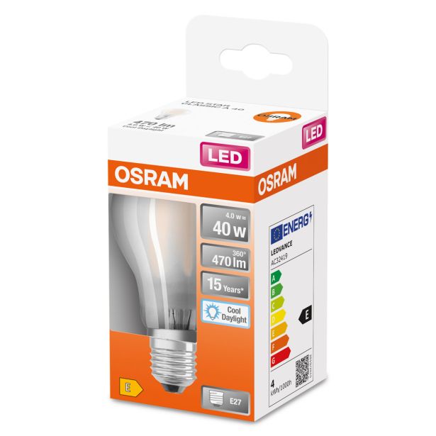 LED ŽARNICA E27 OSRAM CLA40 4W/865, MAT STAR, MAT