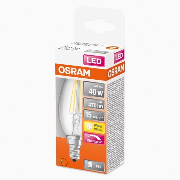 LED ŽARNICA E14 OSRAM CLB40 4.5W/827, BISTRA SST, DIM, FILAMENT