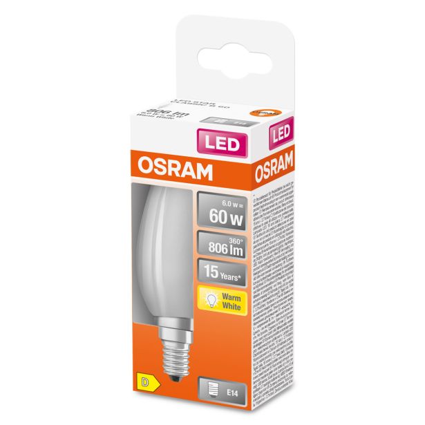 LED ŽARNICA E14 OSRAM CLB60 5.5W/827, MAT STAR, RETROFIT