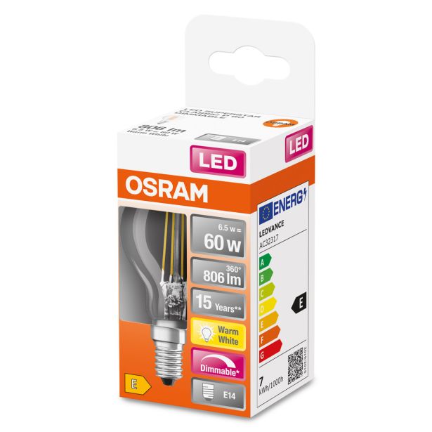 LED ŽARNICA E14 OSRAM CLP60 5W/827, BISTRA SST, DIM, FILAMENT