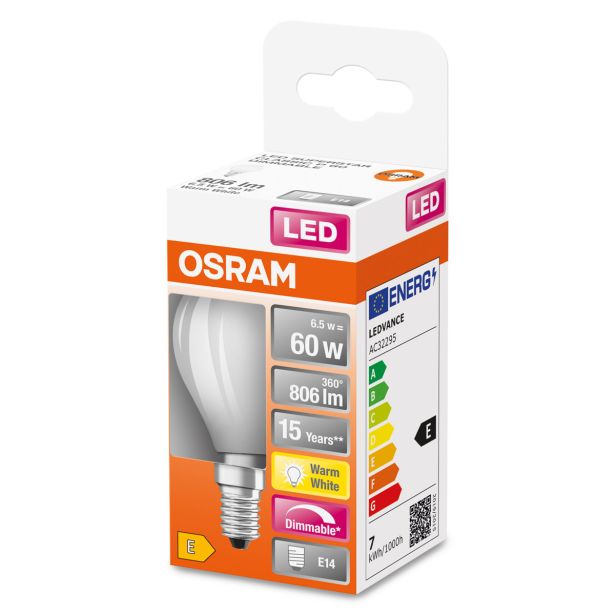 LED ŽARNICA E14 OSRAM CLP60 5W/827, MAT SST, DIM, RETROFIT