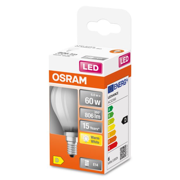 LED ŽARNICA E14 OSRAM CLP60 6.5W/827, MAT STAR, RETROFIT