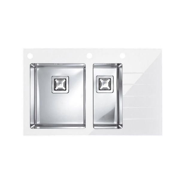 STEKLENO POMIVALNO KORITO ALVEUS CRYSTALIX 20, BELA 840X540 MM LEVI