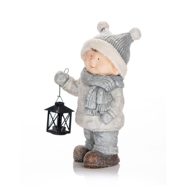 PRAZNIČNA FIGURA GLOSSTYLE DEČEK Z LANTERNO 43 CM