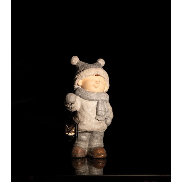 PRAZNIČNA FIGURA GLOSSTYLE DEČEK Z LANTERNO 43 CM