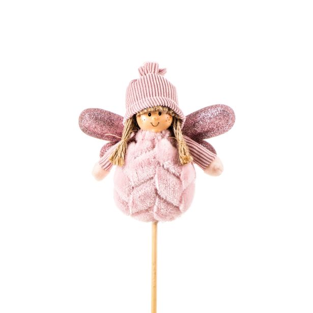 PRAZNIČNA FIGURA GLOSSTYLE DEKLICA PIK 32 CM ROZA TEKSTILNA