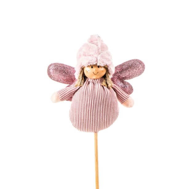 PRAZNIČNA FIGURA GLOSSTYLE DEKLICA PIK 32 CM ROZA TEKSTILNA