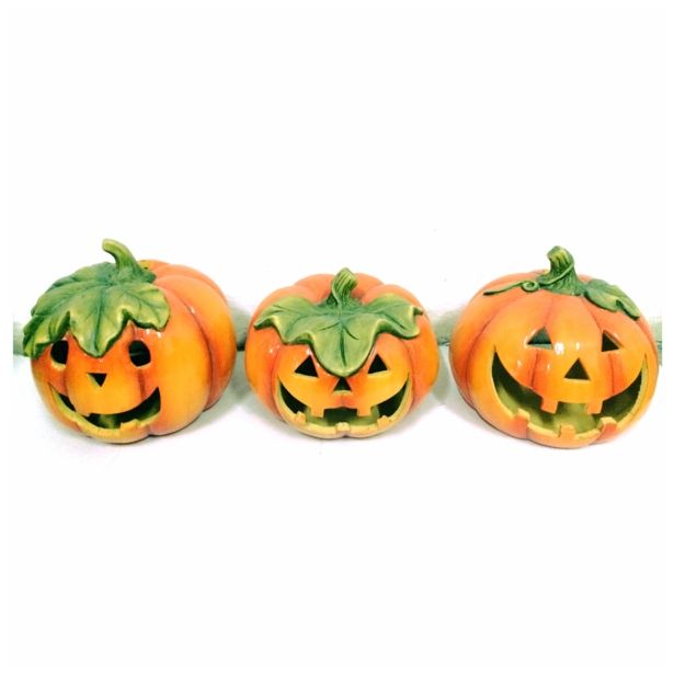 DEKOR.ZA NOČ ČAROVNIC GLOSSTYLE BUČA 20X19.6X18.5 CM SOR. KERAMIČNA ZA ČAJNO SVEČKO