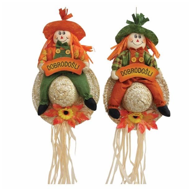 DEKOR.ZA NOČ ČAROVNIC GLOSSTYLE FIGURA NA KLOBUKU FI 39 CM Z NAPISOM DOBRODOŠLI