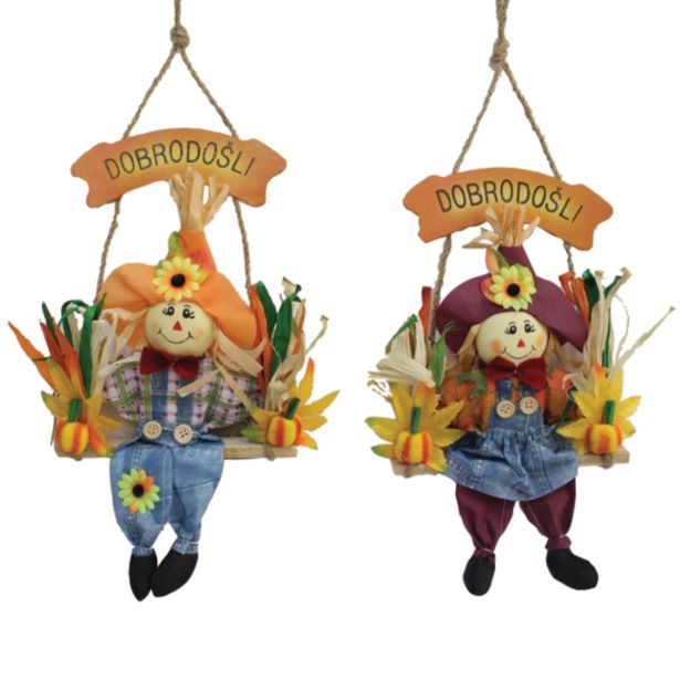 DEKOR.ZA NOČ ČAROVNIC GLOSSTYLE VISEČA SLAMNATA DEKORACIJ A 32/36 CM SORTIRANO