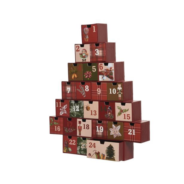 DEKORACIJA DECORIS ADVENTNI KOLEDAR HRESTAČ RDEČE BARVE