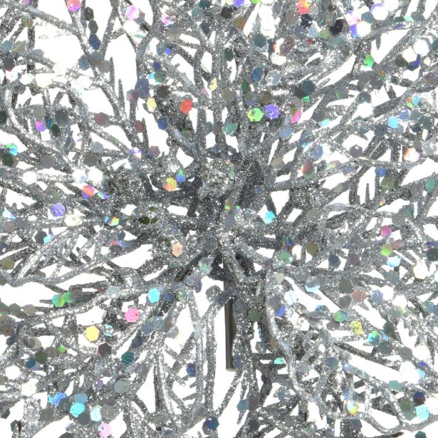 DEKORACIJA DECORIS BOŽIČNA ZVEZDA NA SPONKI 23.5 CM SREBRNA