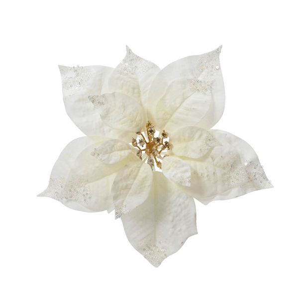 DEKORACIJA DECORIS BOŽIČNA ZVEZDA NA SPONKI 25 CM, BELA