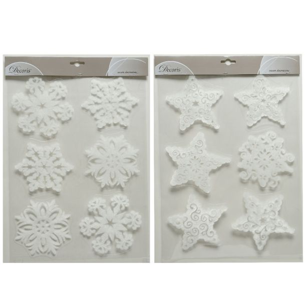 DEKORACIJA DECORIS NALEPKE SNEŽINKE/ZVEZDE BELE BARVE SORT