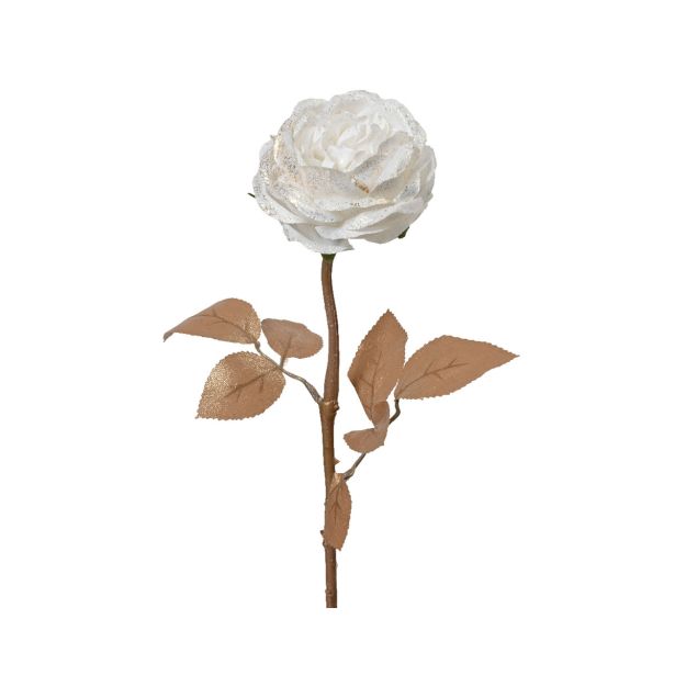 DEKORACIJA DECORIS ROŽA 57 CM BELE BARVE