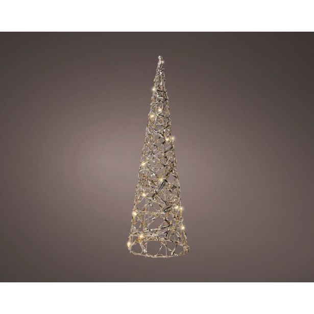 DEKORACIJA DECORIS STOŽEC 12X40 CM, KOVINSKI LED 20 L