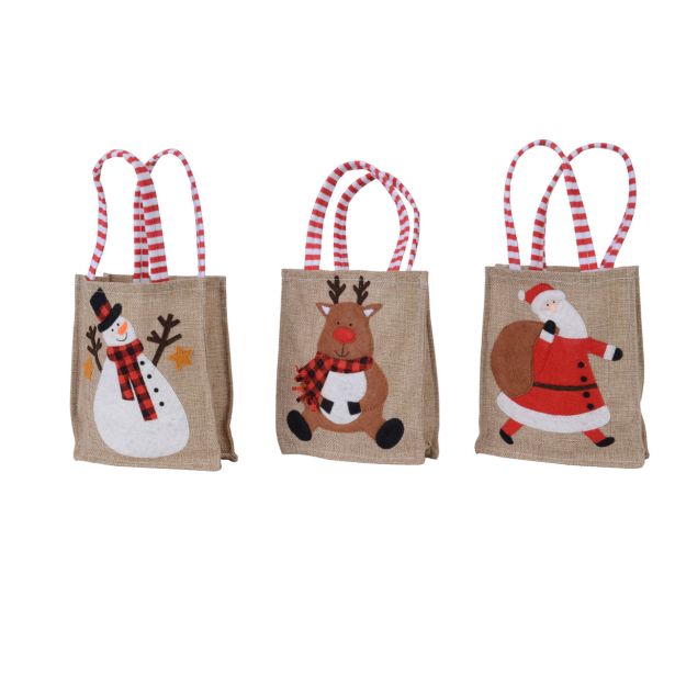 DEKORACIJA DECORIS VREČA ZA DARILA SNEŽAK/JELEN/BOŽIČEK SORT