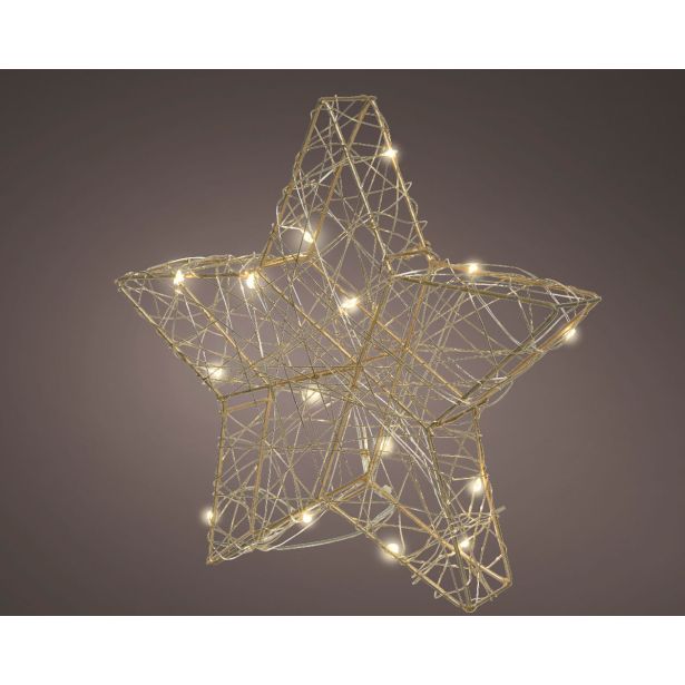 DEKORACIJA DECORIS ZVEZDA 5X30X30 CM ZLATA Z LED LUČKAMI 30 L