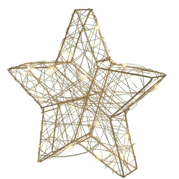 DEKORACIJA DECORIS ZVEZDA 5X30X30 CM ZLATA Z LED LUČKAMI 30 L