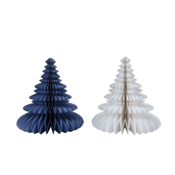 DEKORACIJA DREVO 34X38 CM, PAPIRNATO MODRA, BELA SORTIRANO