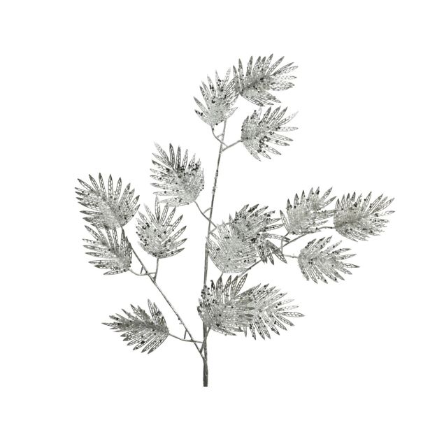 DEKORACIJA EVERLANDS SREBRNA VEJA Z LISTKI 75 CM